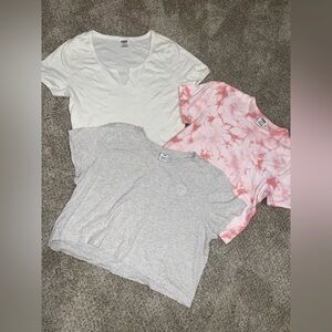 PINK Victoria's Secret Crop Tops - Cream, Pink Tie-Dye, Gray